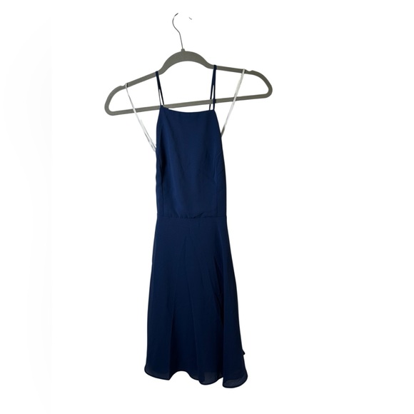 Lulus Navy Blue Fit & Flare Dress XS Spaghetti Strap - Picture 1 of 8